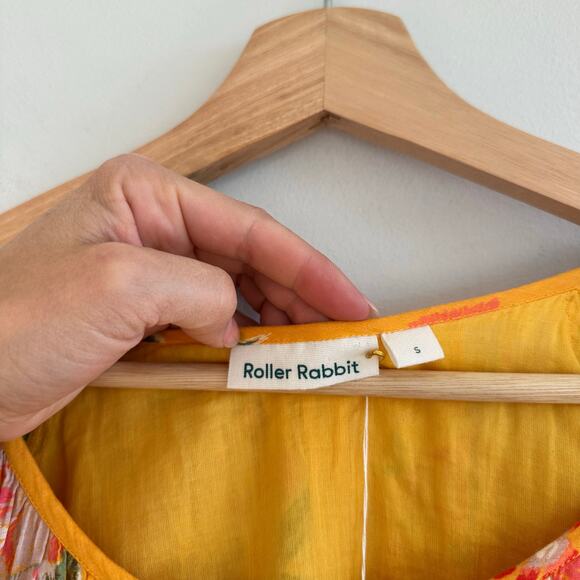 Roller Rabbit Semara Tamania Puff Sleeve Floral Mini Dress Yellow S - Picture 10 of 12